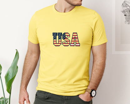brand:Bella Canvas|color:Yellow|Distressed Usa 2 Graphic T-Shirt
