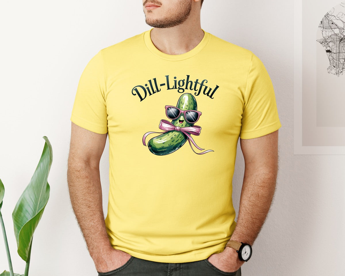 brand:Bella Canvas|color:Yellow|Dill Lightful Funny Pickle 2 Graphic T-Shirt