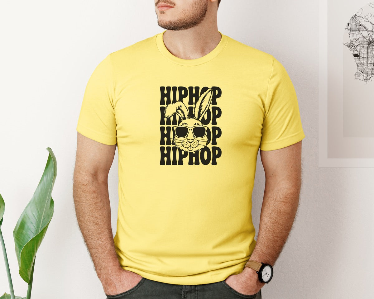 brand:Bella Canvas|color:Yellow|Hip Hop Easter Bunny 4 Graphic T-Shirt