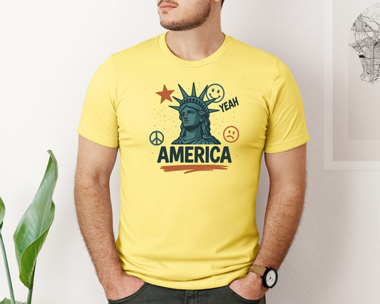 4Th Of July Statue Of Liberty Flag Graphic T-Shirt