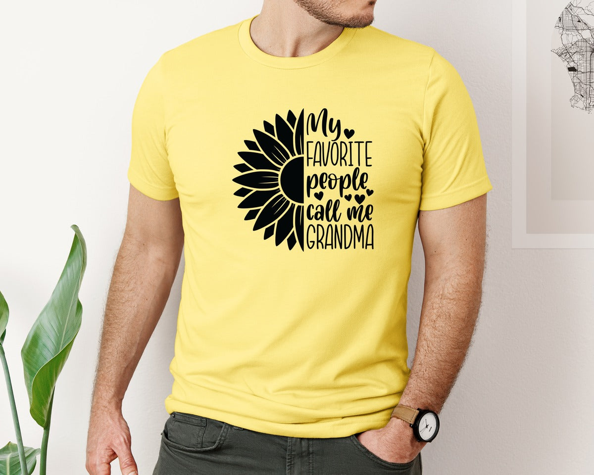 brand:Bella Canvas|color:Yellow|Grandma Sunflower Grandma Graphic T-Shirt