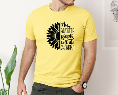 brand:Bella Canvas|color:Yellow|Grandma Sunflower Grandma Graphic T-Shirt