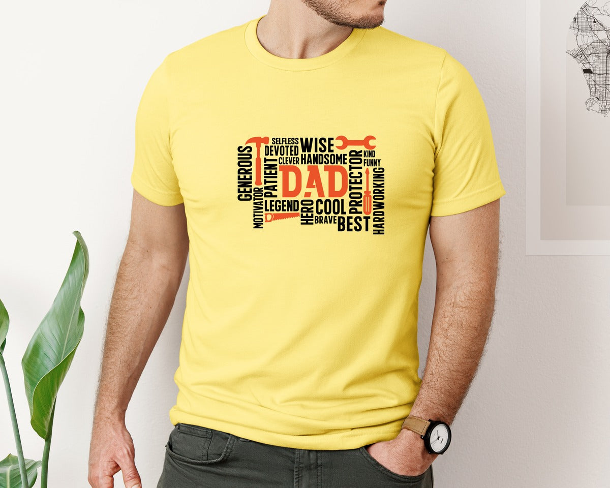 brand:Bella Canvas|color:Yellow|Fathers Day Svgfunny Dad Svgdad Shirt Graphic T-Shirt