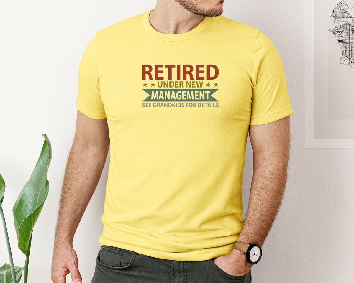 brand:Bella Canvas|color:Yellow|Mens Fathers Day Retired Grandpa Shirts Graphic T-Shirt