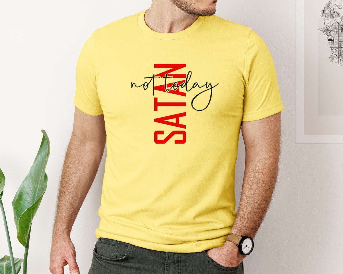 brand:Bella Canvas|color:Yellow|Not Today Satan Shirt Design Graphic T-Shirt