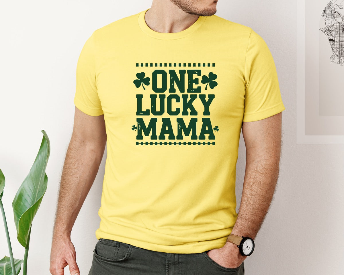 brand:Bella Canvas|color:Yellow|One Lucky Mama Design 40 Graphic T-Shirt