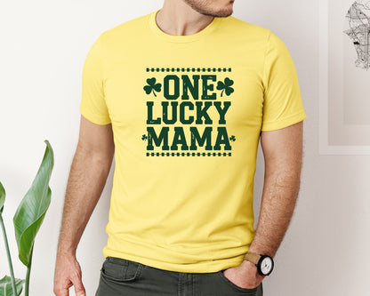 brand:Bella Canvas|color:Yellow|One Lucky Mama Design 40 Graphic T-Shirt