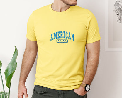brand:Bella Canvas|color:Yellow|American Mama 4Th Of July 8 Graphic T-Shirt
