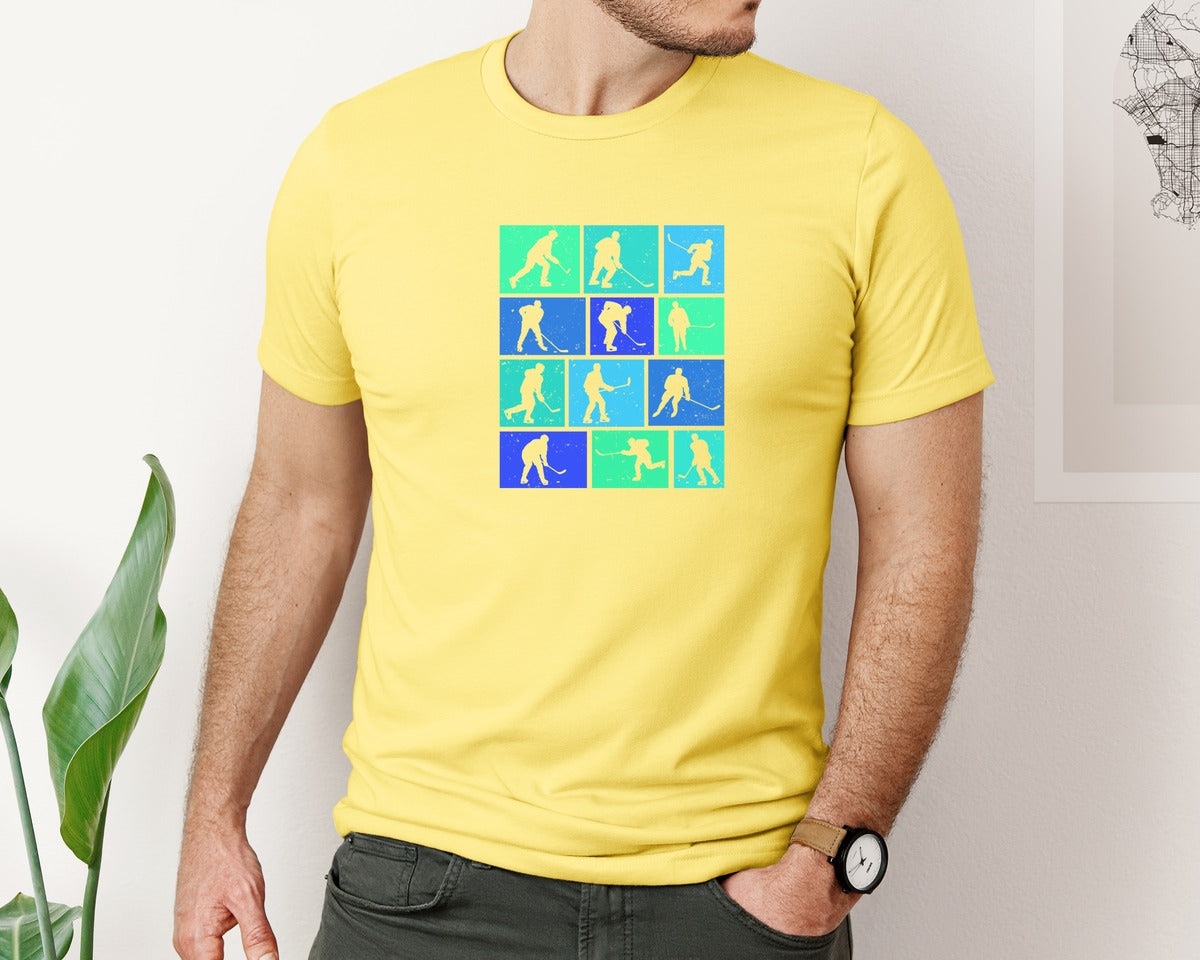 brand:Bella Canvas|color:Yellow|Rockey Retro Shirt Hockey Lover Graphic T-Shirt