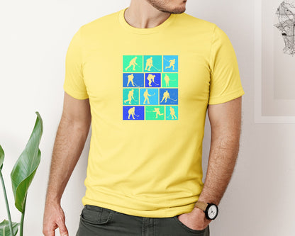 brand:Bella Canvas|color:Yellow|Rockey Retro Shirt Hockey Lover Graphic T-Shirt