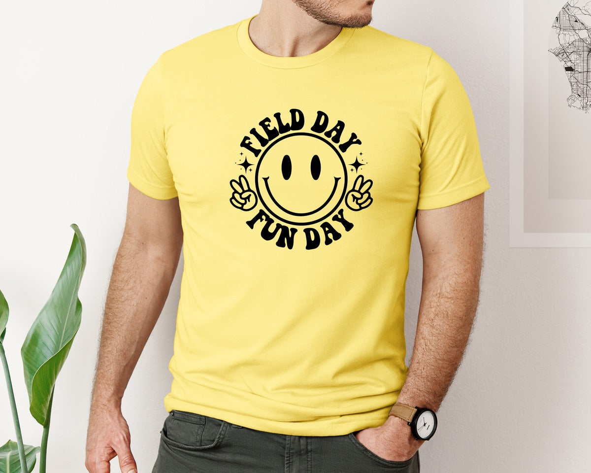 brand:Bella Canvas|color:Yellow|Field Day Fun Day Field Day Graphic T-Shirt