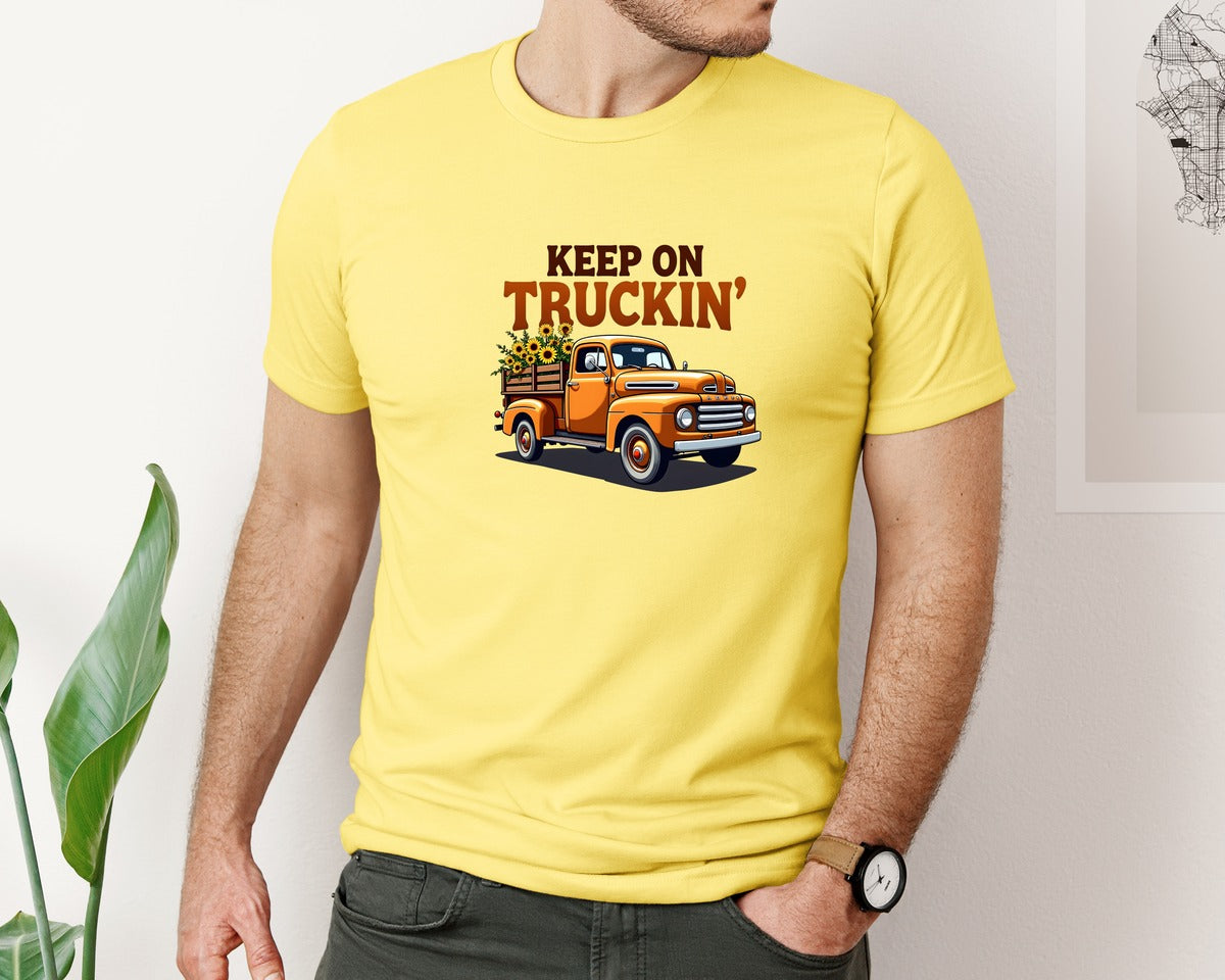 brand:Bella Canvas|color:Yellow|Keep On Truckin T Shirt Design 2 Graphic T-Shirt