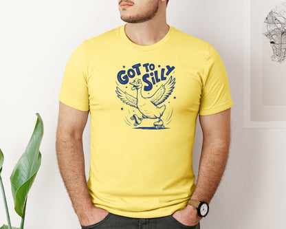 brand:Bella Canvas|color:Yellow|Funny Goose Got Too Silly Design Graphic T-Shirt