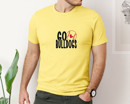 brand:Bella Canvas|color:Yellow|Baseball Mom Bulldoge Baseball 2 Graphic T-Shirt