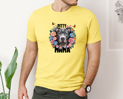 brand:Bella Canvas|color:Yellow|Pitty Mama Cute Pitbull Dog 3 Graphic T-Shirt