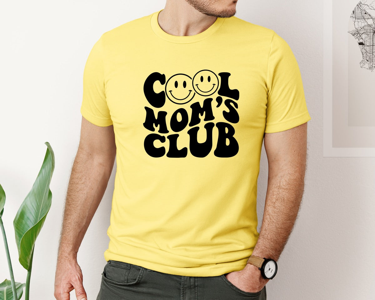 brand:Bella Canvas|color:Yellow|Cool Moms Club Wavy 2 Graphic T-Shirt