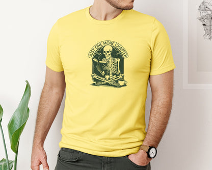 brand:Bella Canvas|color:Yellow|Just One More Chapter Skeleton Coffee 2 Graphic T-Shirt