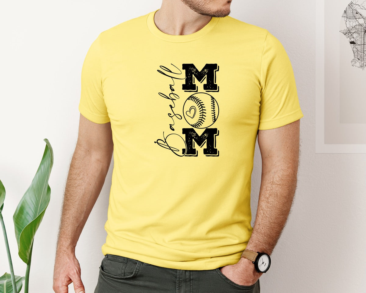 brand:Bella Canvas|color:Yellow|Baseball Mama 16 Graphic T-Shirt